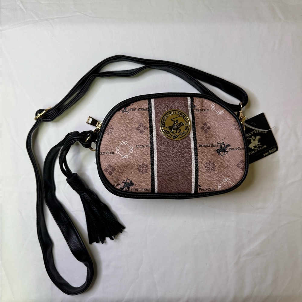 Beverly Hills Polo Club Crossbody Bag with Tassel – Brown/Black